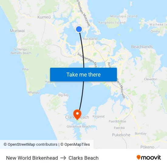 New World Birkenhead to Clarks Beach map