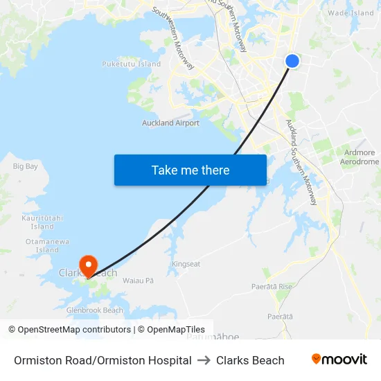 Ormiston Road/Ormiston Hospital to Clarks Beach map