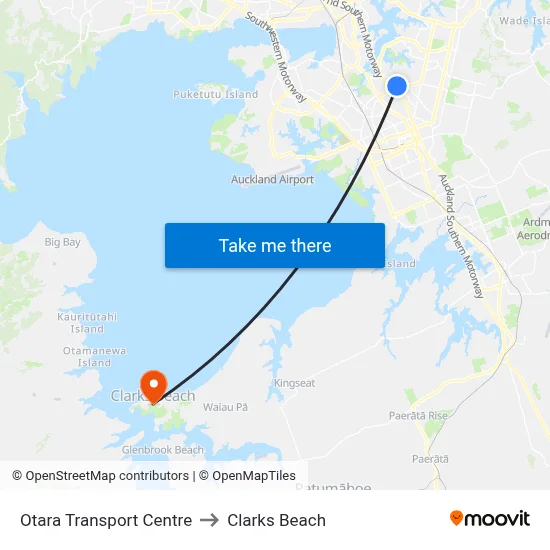 Otara Transport Centre to Clarks Beach map