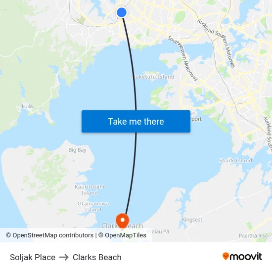 Soljak Place to Clarks Beach map