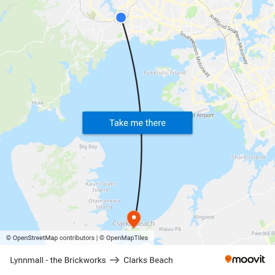 Lynnmall - the Brickworks to Clarks Beach map