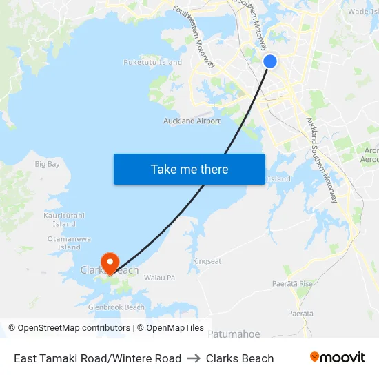 East Tamaki Road/Wintere Road to Clarks Beach map