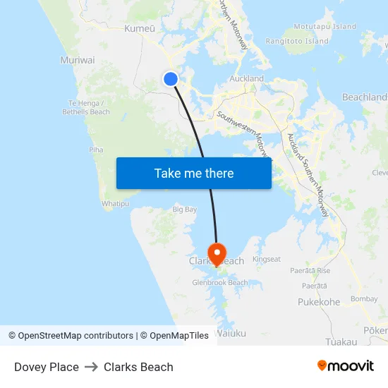 Dovey Place to Clarks Beach map