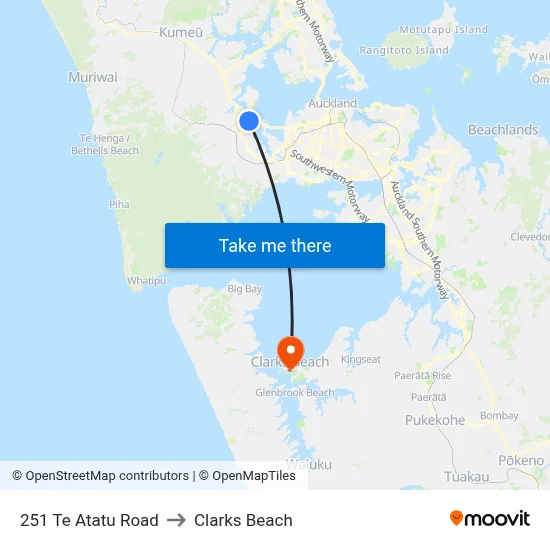 251 Te Atatu Road to Clarks Beach map