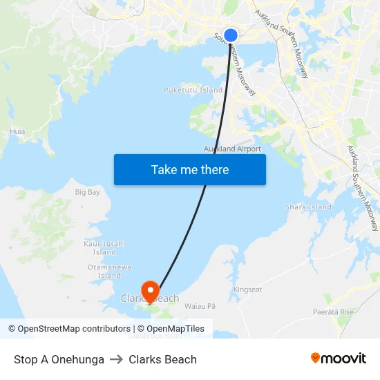 Stop A Onehunga to Clarks Beach map