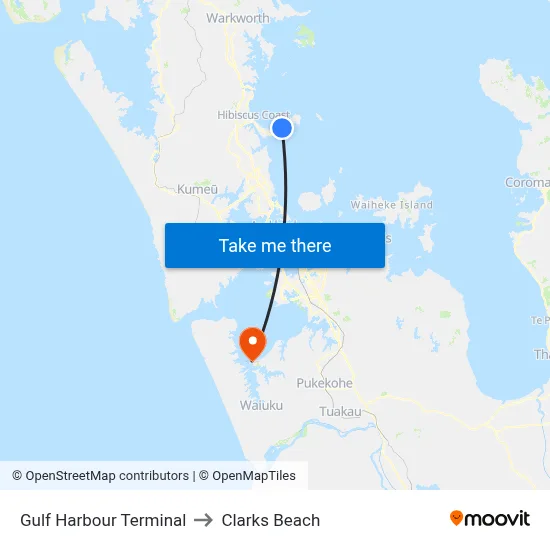 Gulf Harbour Terminal to Clarks Beach map
