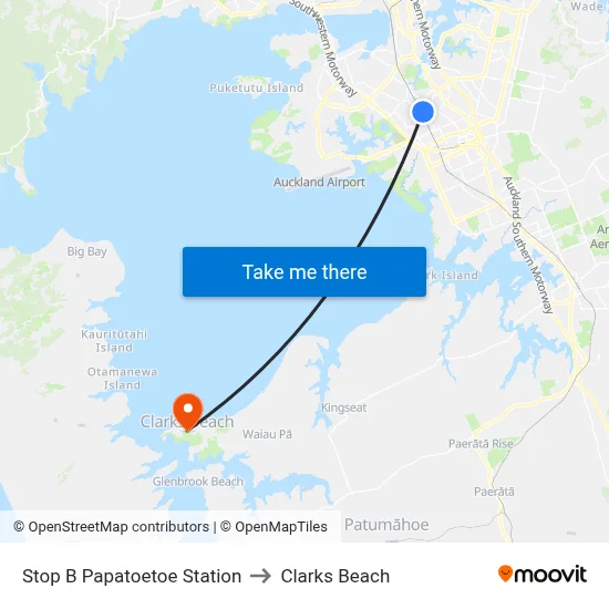 Stop B Papatoetoe Station to Clarks Beach map