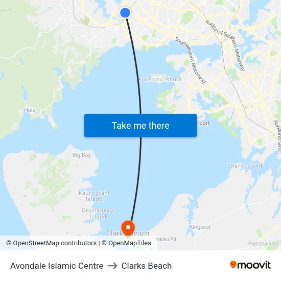 Avondale Islamic Centre to Clarks Beach map