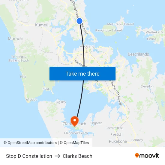 Stop D Constellation to Clarks Beach map