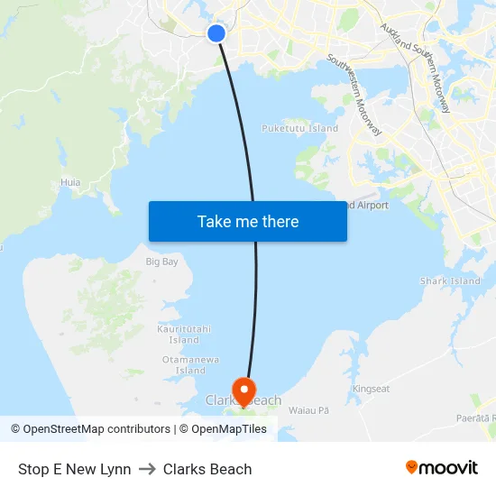 Stop E New Lynn to Clarks Beach map