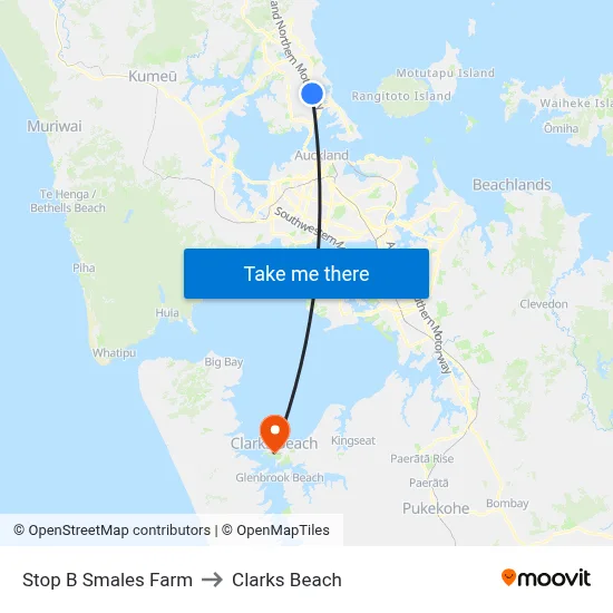 Stop B Smales Farm to Clarks Beach map
