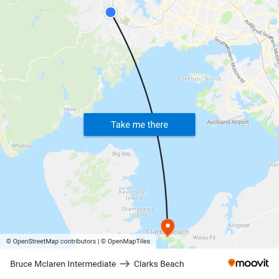 Bruce Mclaren Intermediate to Clarks Beach map