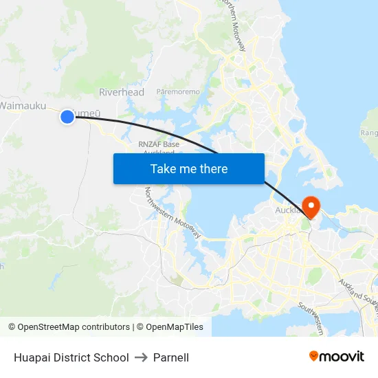 Huapai District School to Parnell map