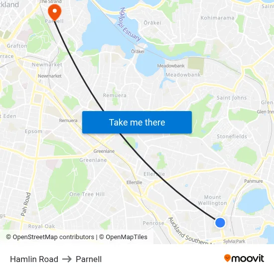Hamlin Road to Parnell map