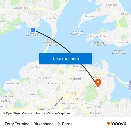 Ferry Terminal - Birkenhead to Parnell map