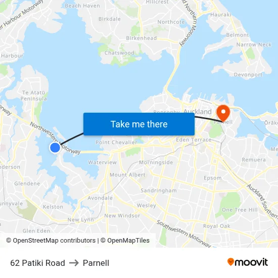 62 Patiki Road to Parnell map