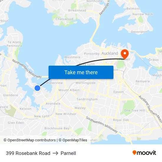 399 Rosebank Road to Parnell map