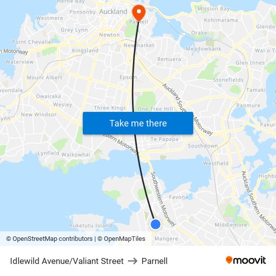 Idlewild Avenue/Valiant Street to Parnell map