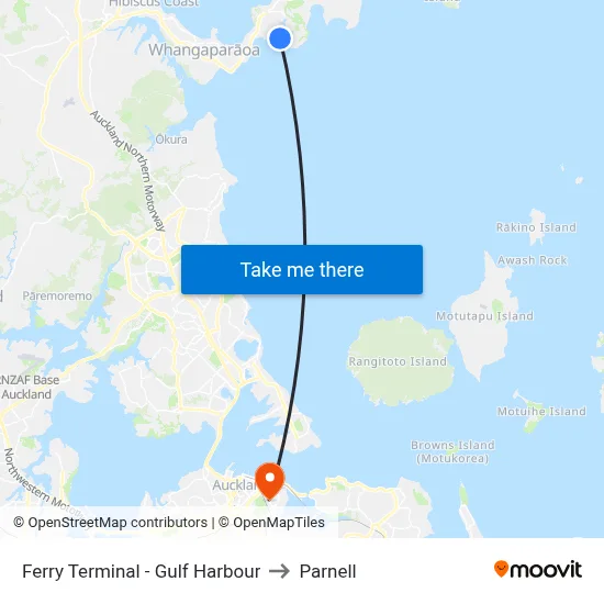 Ferry Terminal - Gulf Harbour to Parnell map