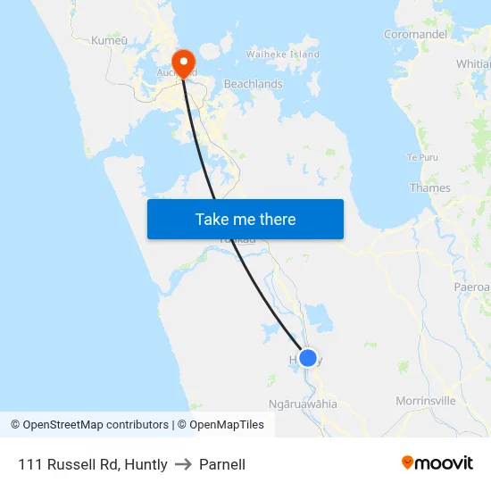 111 Russell Rd, Huntly to Parnell map