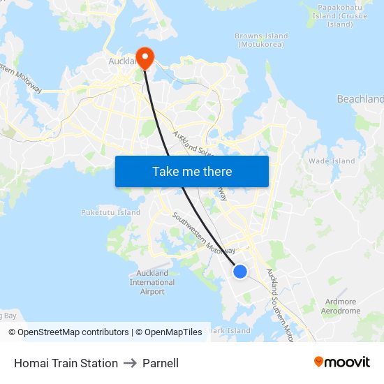 Homai Train Station to Parnell map