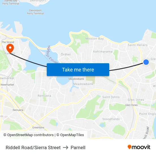 Riddell Road/Sierra Street to Parnell map