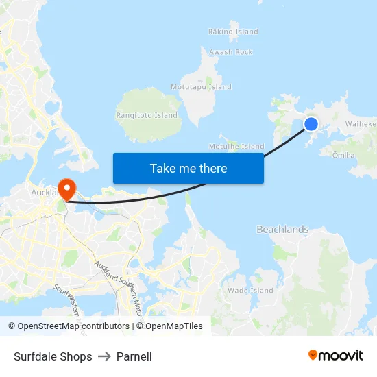 Surfdale Shops to Parnell map