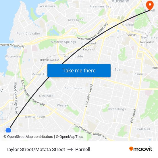 Taylor Street/Matata Street to Parnell map