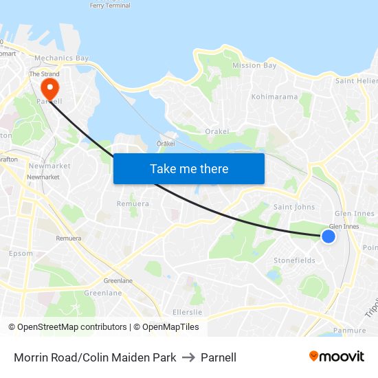 Morrin Road/Colin Maiden Park to Parnell map