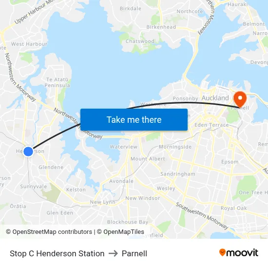 Stop C Henderson Station to Parnell map