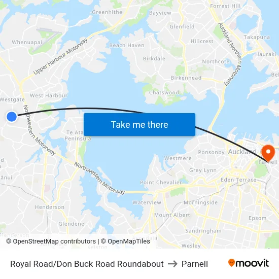 Royal Road/Don Buck Road Roundabout to Parnell map