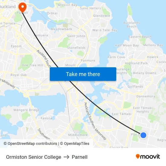 Ormiston Senior College to Parnell map