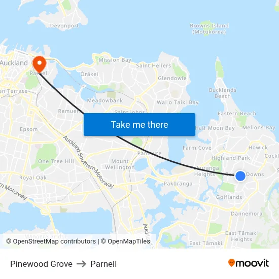 Pinewood Grove to Parnell map