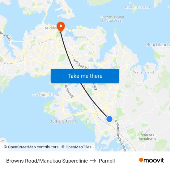 Browns Road/Manukau Superclinic to Parnell map
