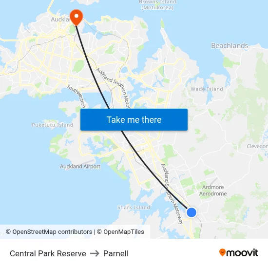 Central Park Reserve to Parnell map