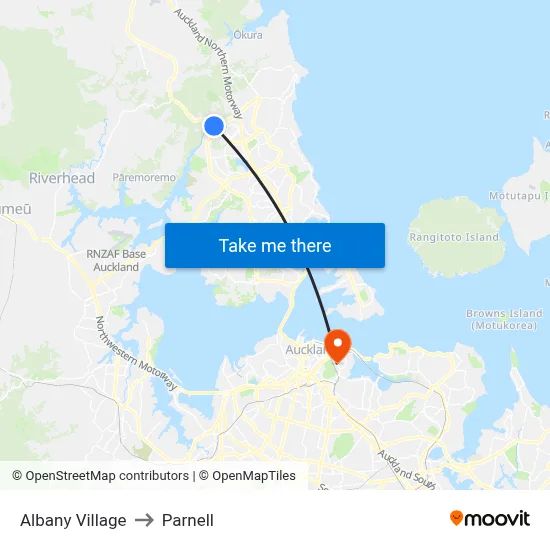 Albany Village to Parnell map