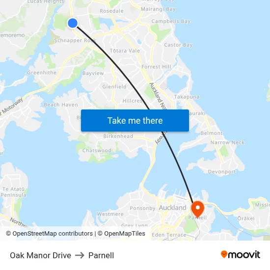 Oak Manor Drive to Parnell map
