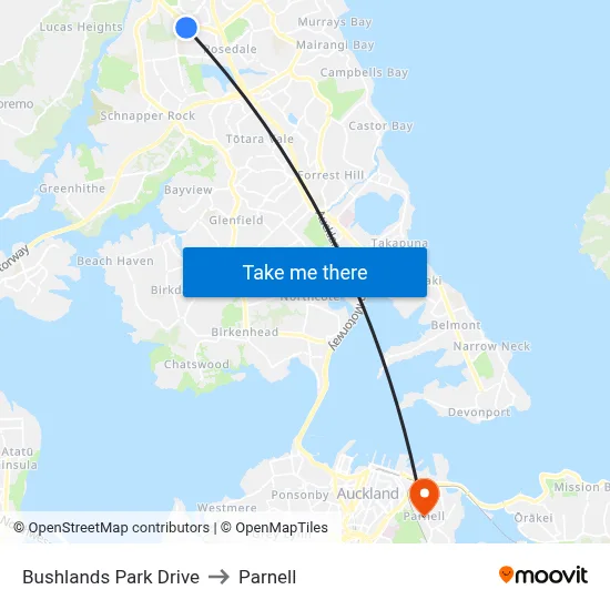 Bushlands Park Drive to Parnell map