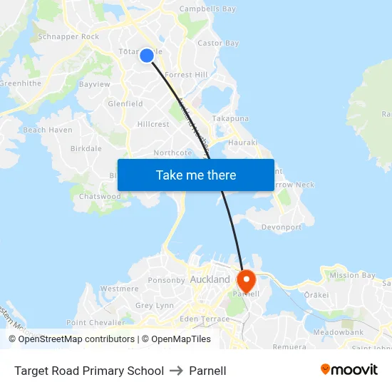 Target Road Primary School to Parnell map