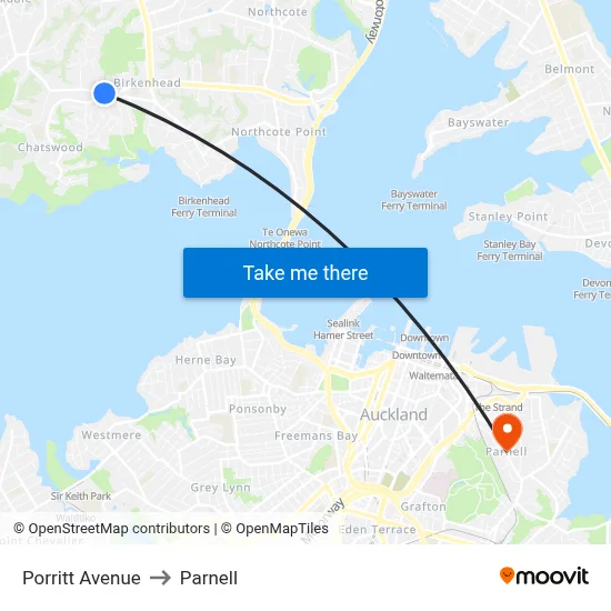 Porritt Avenue to Parnell map