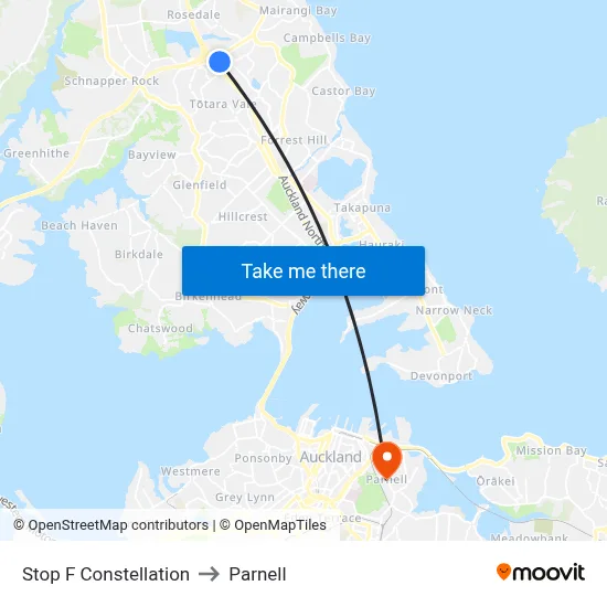 Stop F Constellation to Parnell map