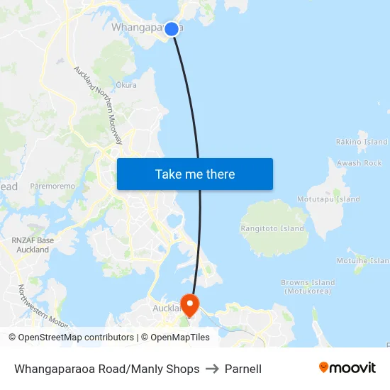 Whangaparaoa Road/Manly Shops to Parnell map