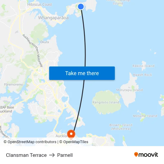 Clansman Terrace to Parnell map