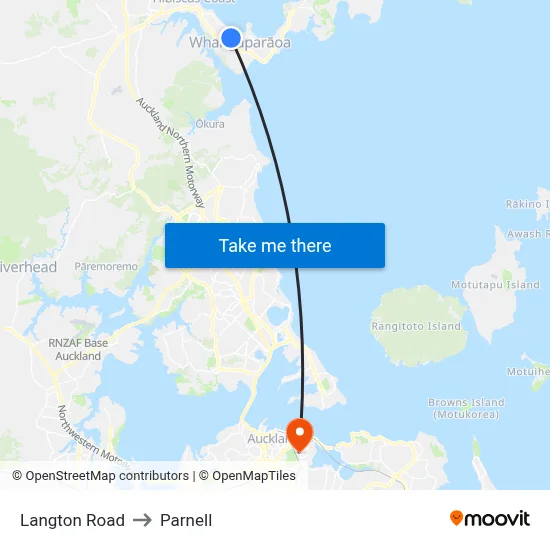 Langton Road to Parnell map