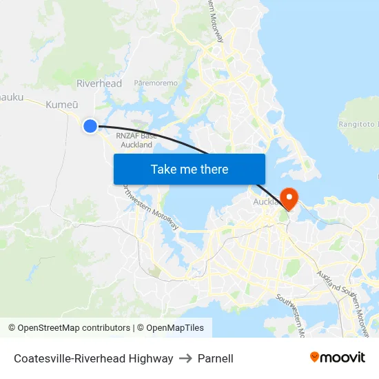 Coatesville-Riverhead Highway to Parnell map