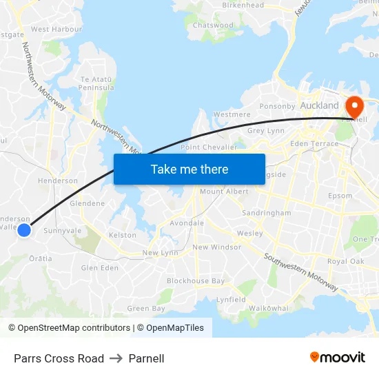 Parrs Cross Road to Parnell map