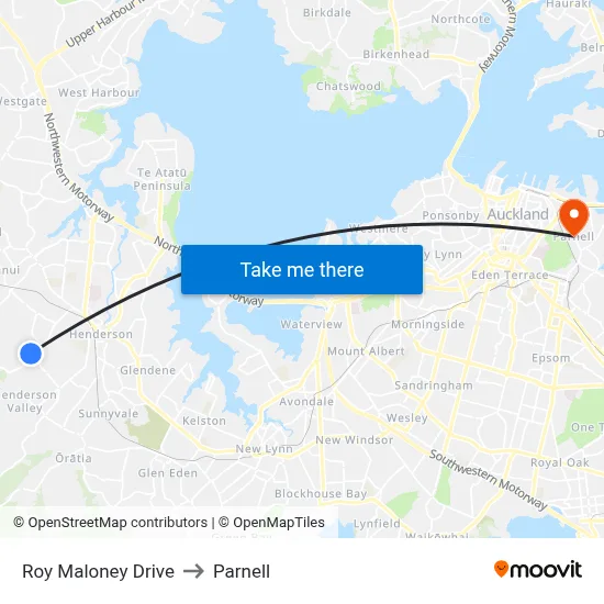 Roy Maloney Drive to Parnell map