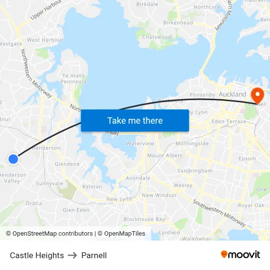 Castle Heights to Parnell map