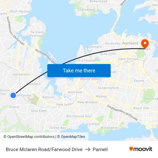 Bruce Mclaren Road/Farwood Drive to Parnell map