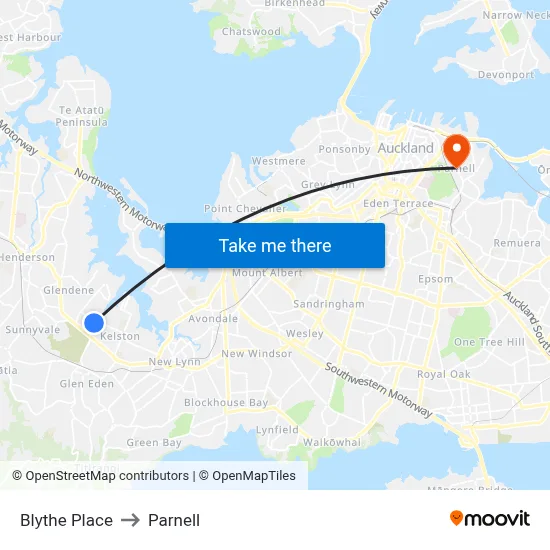 Blythe Place to Parnell map
